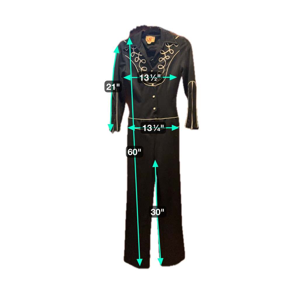 Vintage Western Jumpsuit  w/belt- Black sz 11-12, - Picture 8 of 8